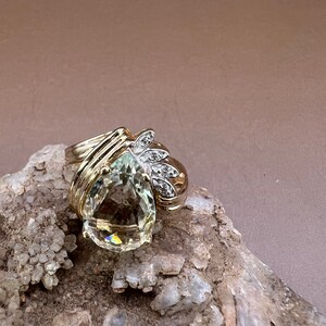 Aquamarine Ring | 14K Yellow Gold Ring | Genuine Aquamarine and Diamonds | Pear Shaped Aquamarine Ring image 8