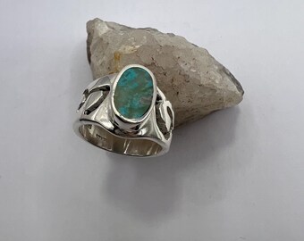 Sterling Silver Ring | Turquoise Ring | Custom Cut Turquoise Ring | Sterling Silver Turquoise Ring | Unisex Ring | Turquoise Jewelry