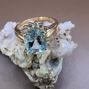 Sky Blue Topaz Ring | 14K Yellow Gold Ring | Genuine Sky Blue Topaz | Genuine Diamonds