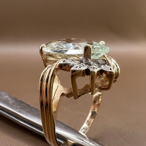 Aquamarine Ring | 14K Yellow Gold Ring | Genuine Aquamarine and Diamonds | Pear Shaped Aquamarine Ring image 4
