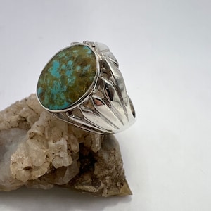 Sterling Silver Ring | Turquoise Ring | Custom Cut Turquoise Ring | Sterling Silver Turquoise Ring | Man&#39;s Turquoise Ring