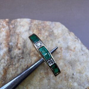 Emerald and Diamond Ring | 10K Yellow Gold Band | Gold Band with Emeralds and Diamonds