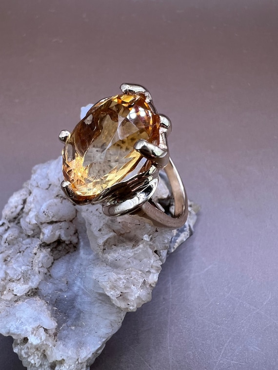 Yellow Topaz Ring 14K Yellow Gold Ring Gemstone Ring Oval Shaped