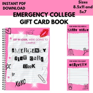 College cadeaubon boek, afdrukbare cadeaubon boek, eerste jaar college cadeau, afstudeercadeau, afstudeercadeau middelbare school, cadeaukaart boek