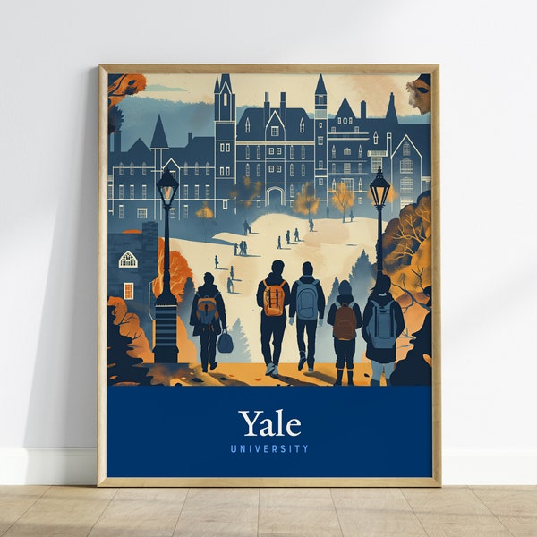 Yale College Campus - A Legacy of Academic Excellence & Historic Architecture in New Haven Poster | Dorm Room Decor, Great Alumni Gift