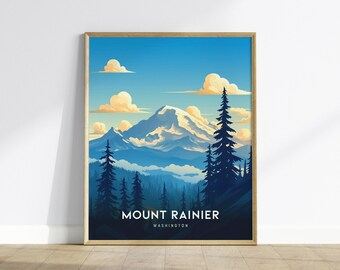 Mount Rainier Poster: Washington Mountain Landscape Art