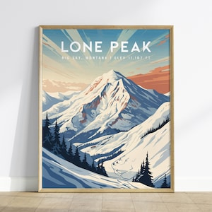 Lone Peak Montana Ski Resort Poster: Big Sky Travel Art