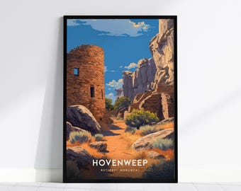 Hovenweep National Monument Poster: Utah Colorado Desert Ruins Travel Print, Framed or Unframed