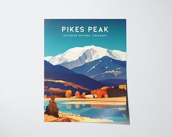 Pikes Peak Colorado digitaler Download: Rocky Mountains druckbare Wandkunst, CO Reiseplakat