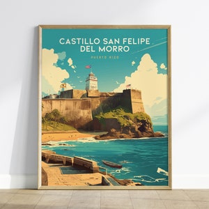Poster del Castillo San Felipe del Morro, stampa murale del Forte di Porto Rico, stampa con/senza cornice della Vecchia San Juan, opera d'arte di un monumento storico, decorazione Airbnb