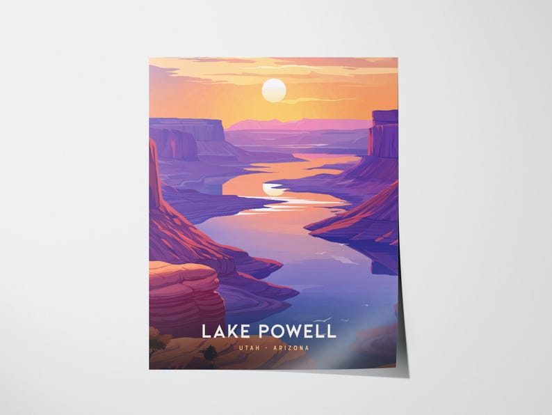 Lake Powell Sunset Poster: Utah Arizona Canyon Landscape Wall Art Print, Framed or Unframed image 3