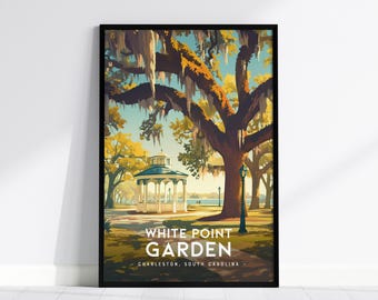 Charleston, Carolina del Sud Stampa: White Point Garden Historic Gazebo Art