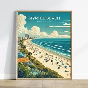 Myrtle Beach Poster: South Carolina Beach Art, Coastal Travel Print, Grand Strand Wall Decor, SC Gift, Beach House Art, Framed or Unframed