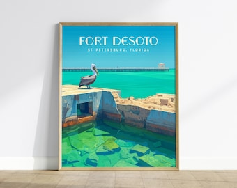 Fort Desoto State Park Print: St. Petersburg Florida Pelican Art, Available Framed or Unframed