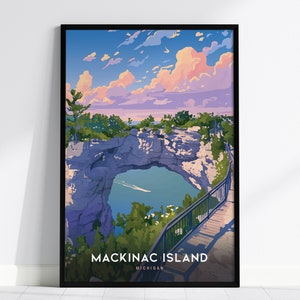 Mackinac Island Poster, Michigan - Stunning View from Arch Rock, Perfect Wall Art for Home or Office, Available Framed/Unframed, Home Decor