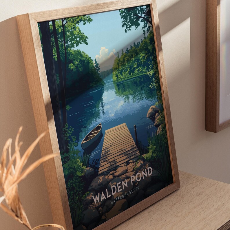 Poster Walden Pond Massachusetts: op Thoreau geïnspireerde muurkunst uit New England afbeelding 8