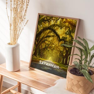 Savannah Georgia Print: Southern Oak Trees & Spanish Moss Art image 5