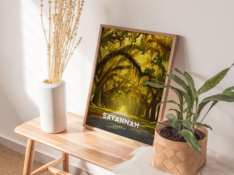 Savannah Georgia Print: Southern Oak Trees & Spanish Moss Art image 5