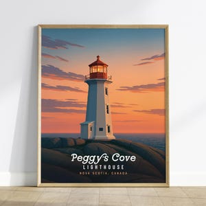 Póster del faro de Peggy's Cove: impresión de la costa de Nueva Escocia, arte mural canadiense, con o sin marco, regalo para amantes de los faros, decoración del hogar