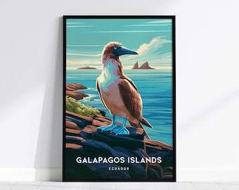 Galapagos Islands Poster | Ecuador Travel Print Wall Art | Framed or Unframed Tropical Decor