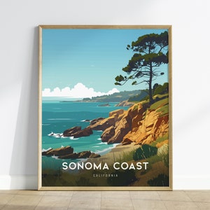 Sonoma Coast Framed Wall Art, California Travel Poster, Sonoma Wall Art, Sonoma Home Decor, Sonoma Gift, Sonoma Coast Home Decor, Airbnb Art