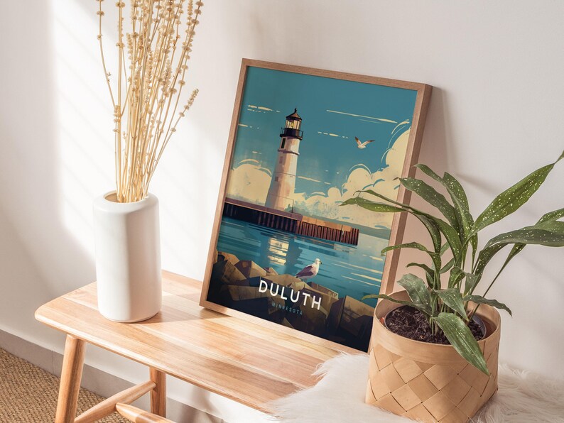 Duluth Lighthouse Poster: Minnesota Lake Superior Wall Art, Framed or Unframed image 4