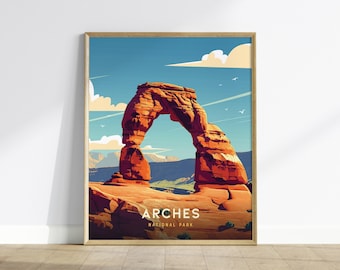 Arches National Park Travel Poster: Utah Desert Landscape, Framed Print