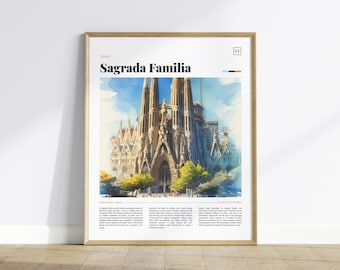 Sagrada Familia Poster Wall Art, Barcelona Spain Print, Architecture Travel Poster, Barcelona Art, Gaudi Cathedral Print, Spain Home Decor