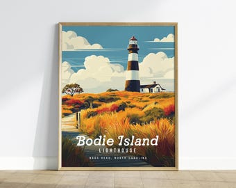Bodie Island Lighthouse Poster: North Carolina Outer Banks Travel Art