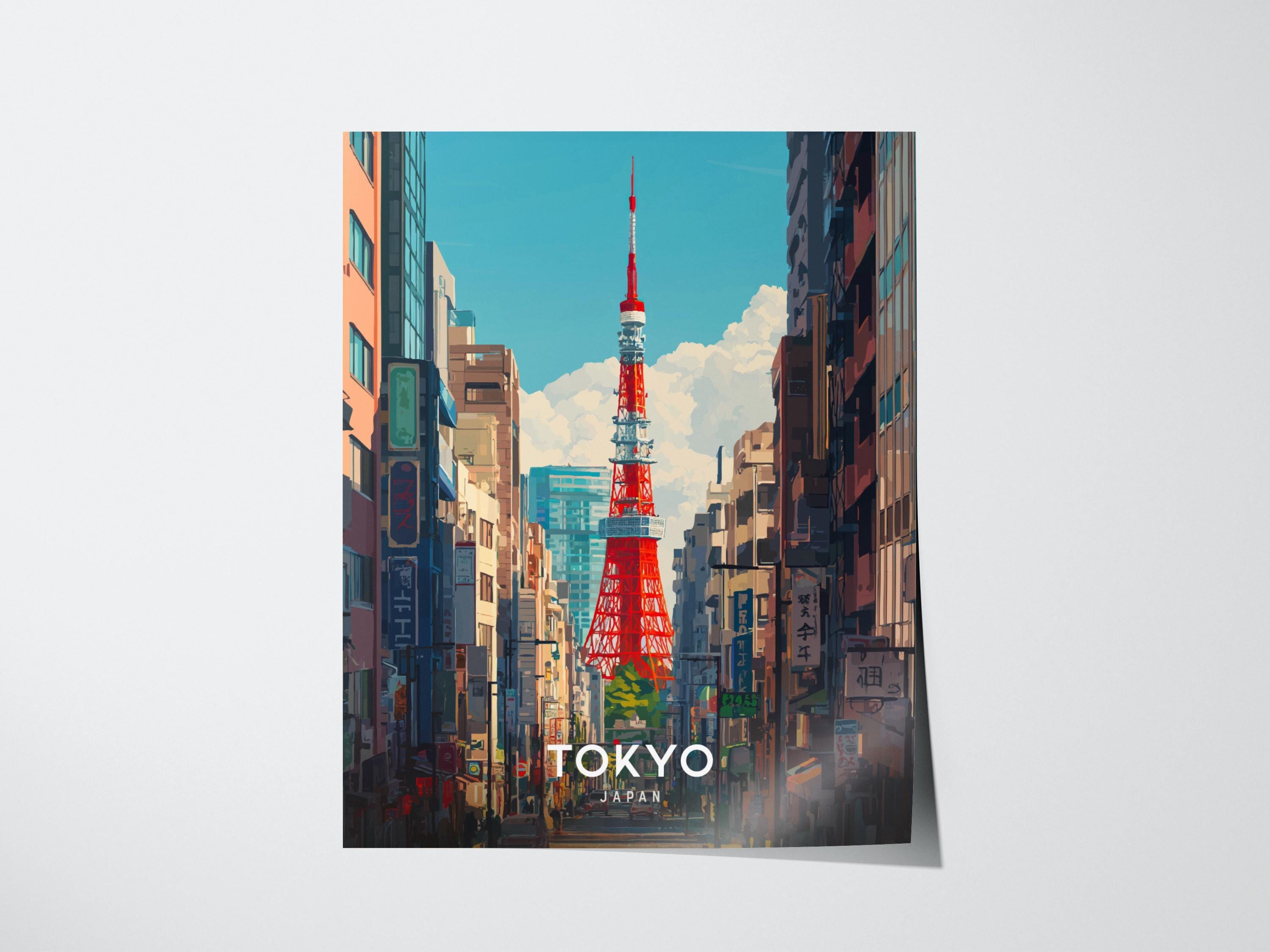 Tokyo Tower Print: Vibrant Japanese Cityscape Travel Poster - Etsy