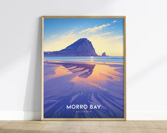 Morro Bay California Poster: Coastal Landscape Art Print, Available Framed or Unframed