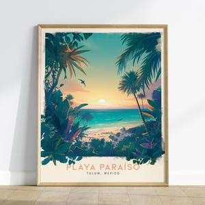Playa Paraiso, Tulum Mexico Art Print: Coastal Travel Poster