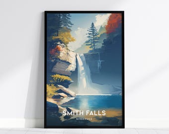 Smith Falls Poster, Nebraska Wall Art Print, Framed or Unframed Vacation Decor