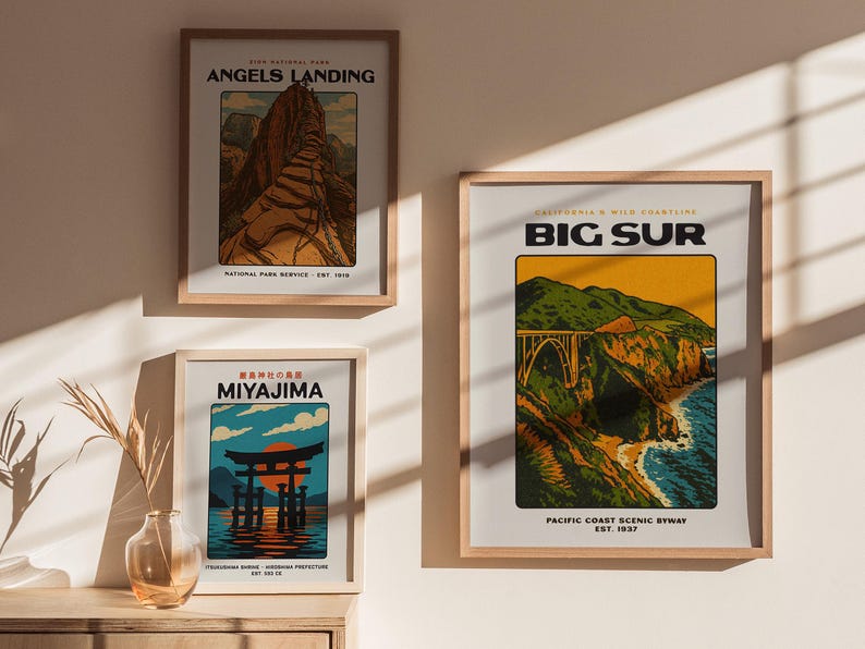 Vintage Big Sur-reisposter: kunstafdruk kust van Californië afbeelding 6