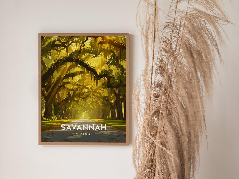 Savannah Georgia Print: Southern Oak Trees & Spanish Moss Art image 9