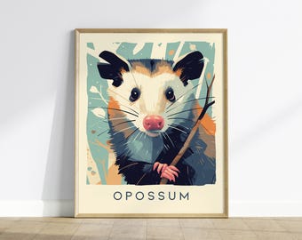 Funny OPOSSUM Cooking / Humorous Animal Art, Opossum Poster