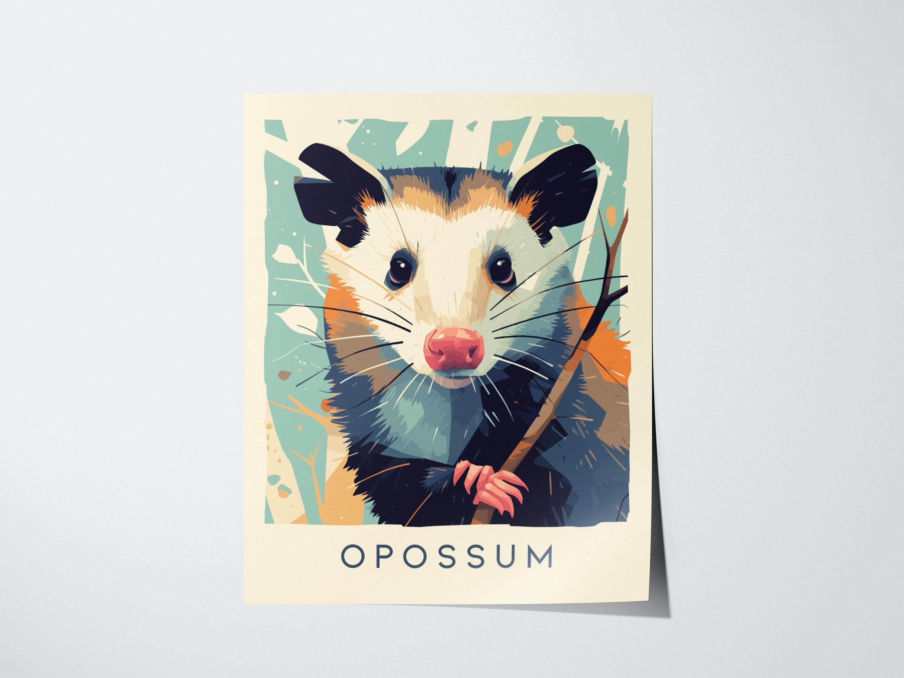 Opossum Art Print: Urban Wildlife Poster, Funny Animal Decor - Etsy