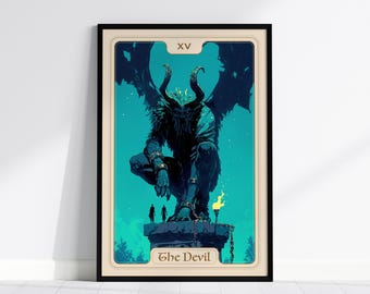 The Devil Tarot Card Print: Gothic Major Arcana XV Wall Art