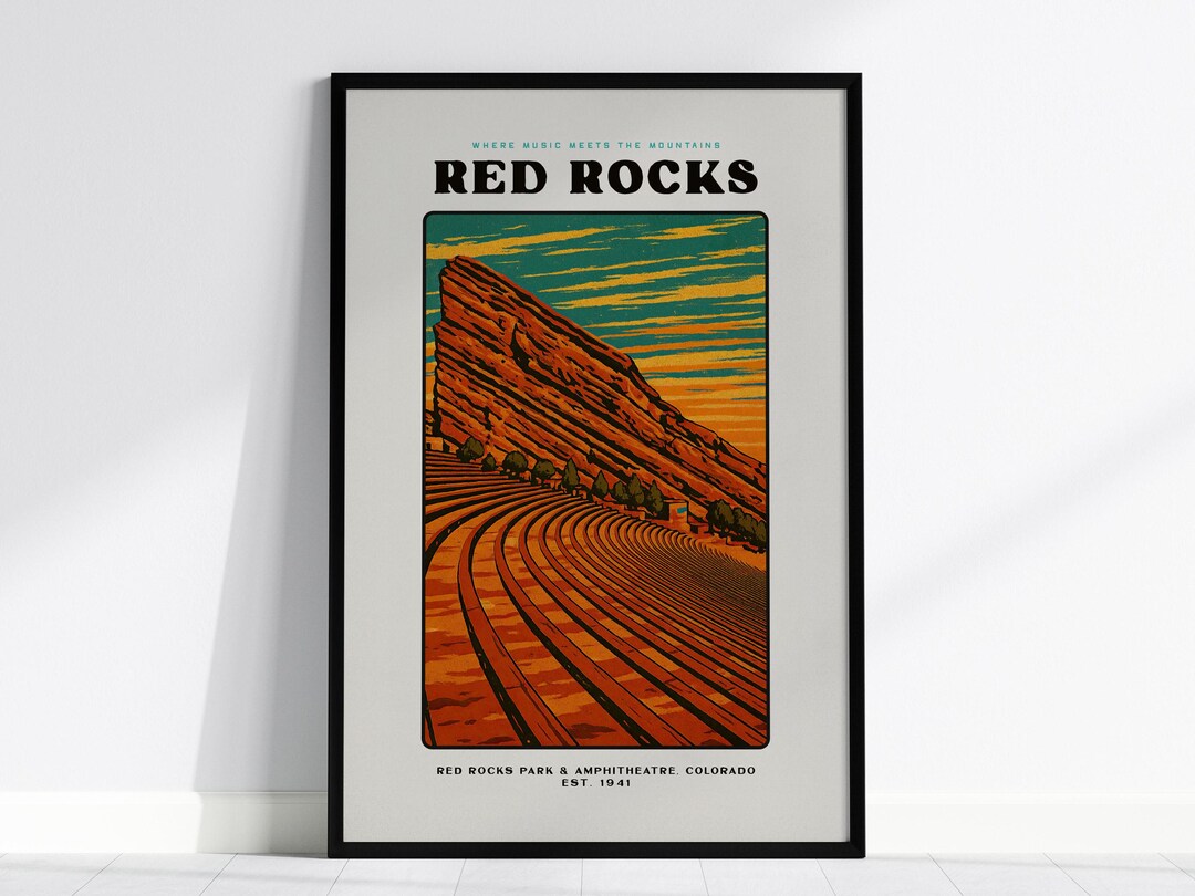 Red Rocks Amphitheatre Poster: Colorado Vintage Travel Print, WPA Style ...