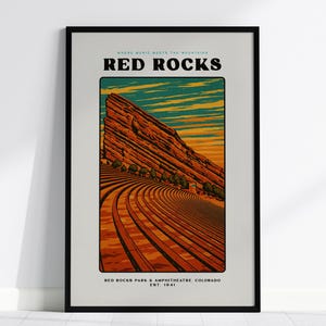Red Rocks Amphitheatre Print: Vintage WPA Style Colorado Music Venue Art