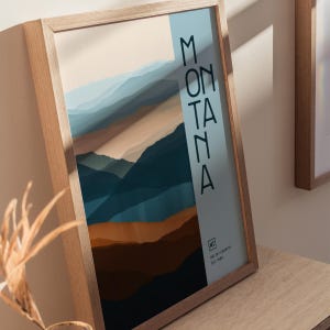 Montana, the Big Sky State Poster - Abstract Mountain Inspired Art ...