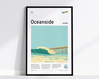 Surfprint Oceanside Pier: muurkunst kust Californië