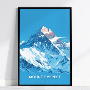 Mount Everest, Nepal Poster - Majestic Mountain Landscape, Framed/Unframed, Perfect Gift for Climbers and Adventurers, Unique Airbnb Decor