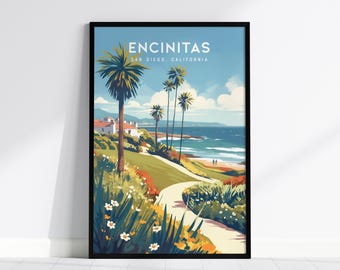 Encinitas California Framed Art Print: Coastal Beach Path