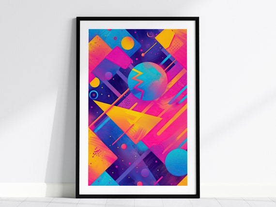 Retrowave 90s Art Framed Poster 02, 80s Synthwave Design