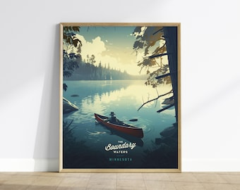 Boundary Waters Canoe Area Print: Minnesota Travel Poster, BWCA Wall Art