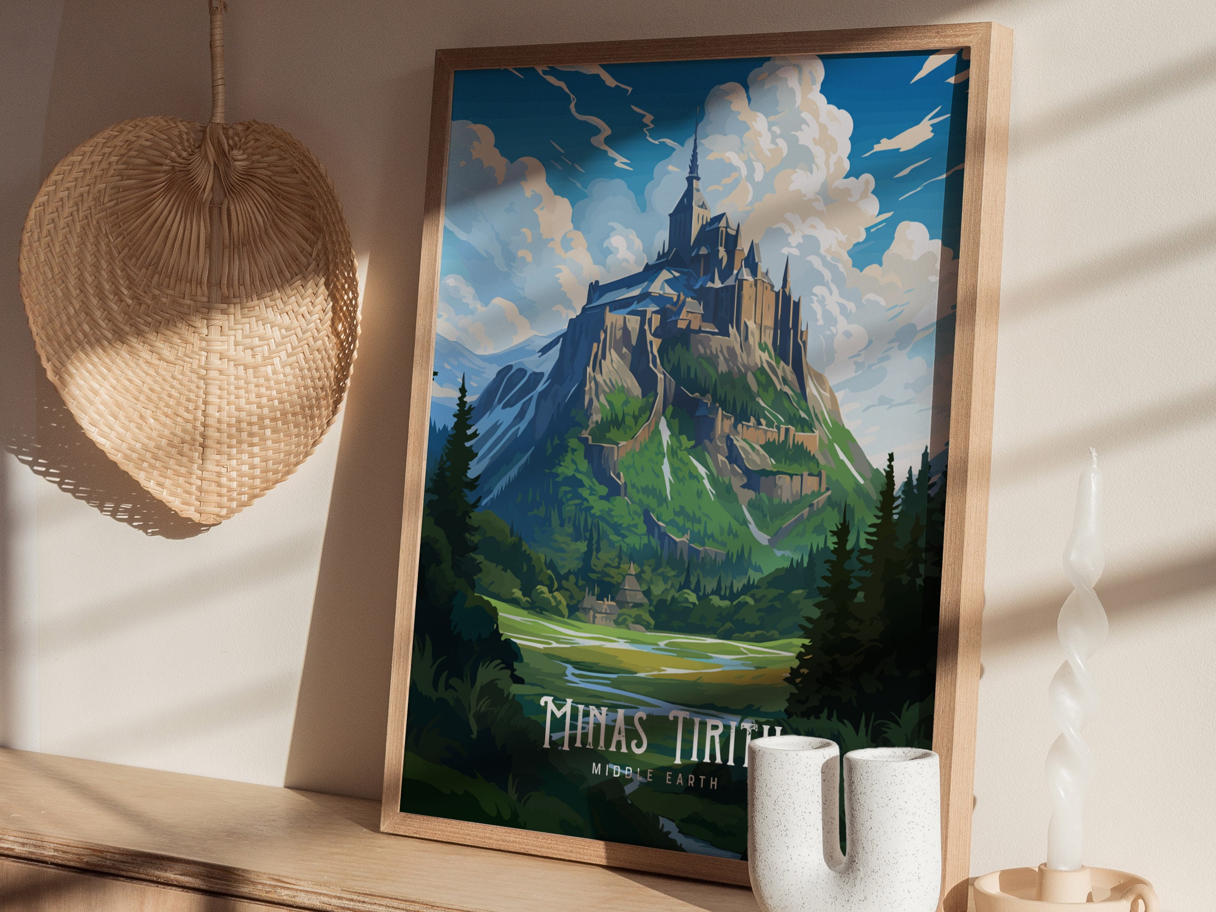 Minas Tirith, Lord of the Rings Framed Wall Art Middle Earth Poster ...