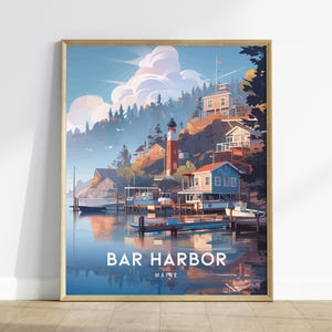 Bar Harbor, Maine Poster - Scenic Coastal Views, Disponível emoldurado/sem moldura, presente ideal para amantes de viagens e natureza, decoração de arte de parede costeira