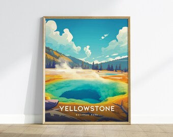Yellowstone National Park Poster: Morning Glory Wall Art, Wyoming Travel Print, Framed or Unframed