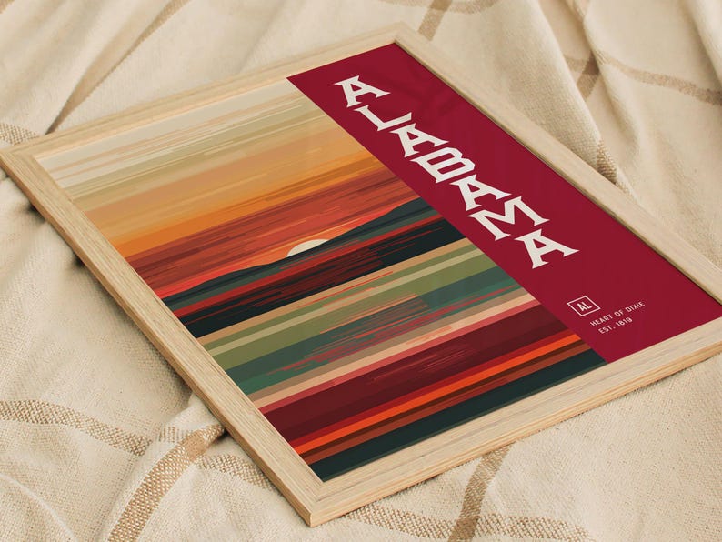 Impresión de arte abstracto de Alabama: póster minimalista en tonos castaños imagen 8